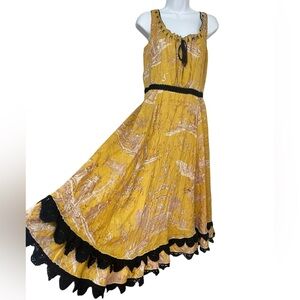 Dries Van Noten Linen Oriental Toile Coquette Tank Maxi Dress Women’s 12 Or M